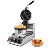 Speciality Appliances: VEVOR Commercial Waffle Maker, 1300W Round Waffle Baker Machine, Non-Stick Stainless Steel Belgian Waffle Iron, Temperature and Time Control, 180° Rotatable, for Restaurant Bakery Snack Bar Family