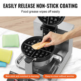 Speciality Appliances: VEVOR Commercial Waffle Maker, 1300W Round Waffle Baker Machine, Non-Stick Stainless Steel Belgian Waffle Iron, Temperature and Time Control, 180° Rotatable, for Restaurant Bakery Snack Bar Family