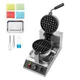 Speciality Appliances: VEVOR Commercial Waffle Maker, 1300W Round Waffle Baker Machine, Non-Stick Stainless Steel Belgian Waffle Iron, Temperature and Time Control, 180° Rotatable, for Restaurant Bakery Snack Bar Family