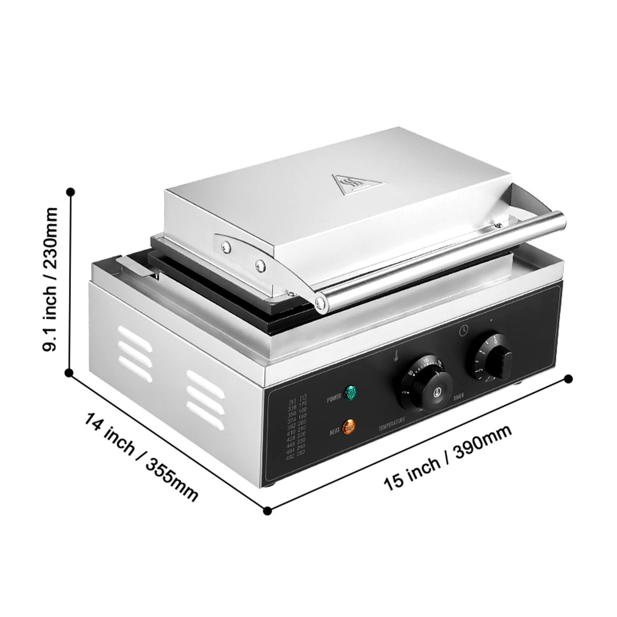 Commercial Waffle Maker, 10PCS Rectangle Waffle Baker Machine, 1550W Non-Stick Stainless Steel Belgian Waffle Iron with Temp and Time Control, Handle, for Restaurant Bakery Snack Bar Family