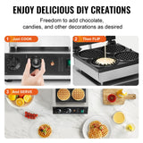 Speciality Appliances: VEVOR Commercial Waffle Maker, 4PCS Round Waffle Baker Machine,1750W Non-Stick Stainless Steel Belgian Waffle Iron with Temperature and Time Control, for Restaurant Bakery Snack Bar Family