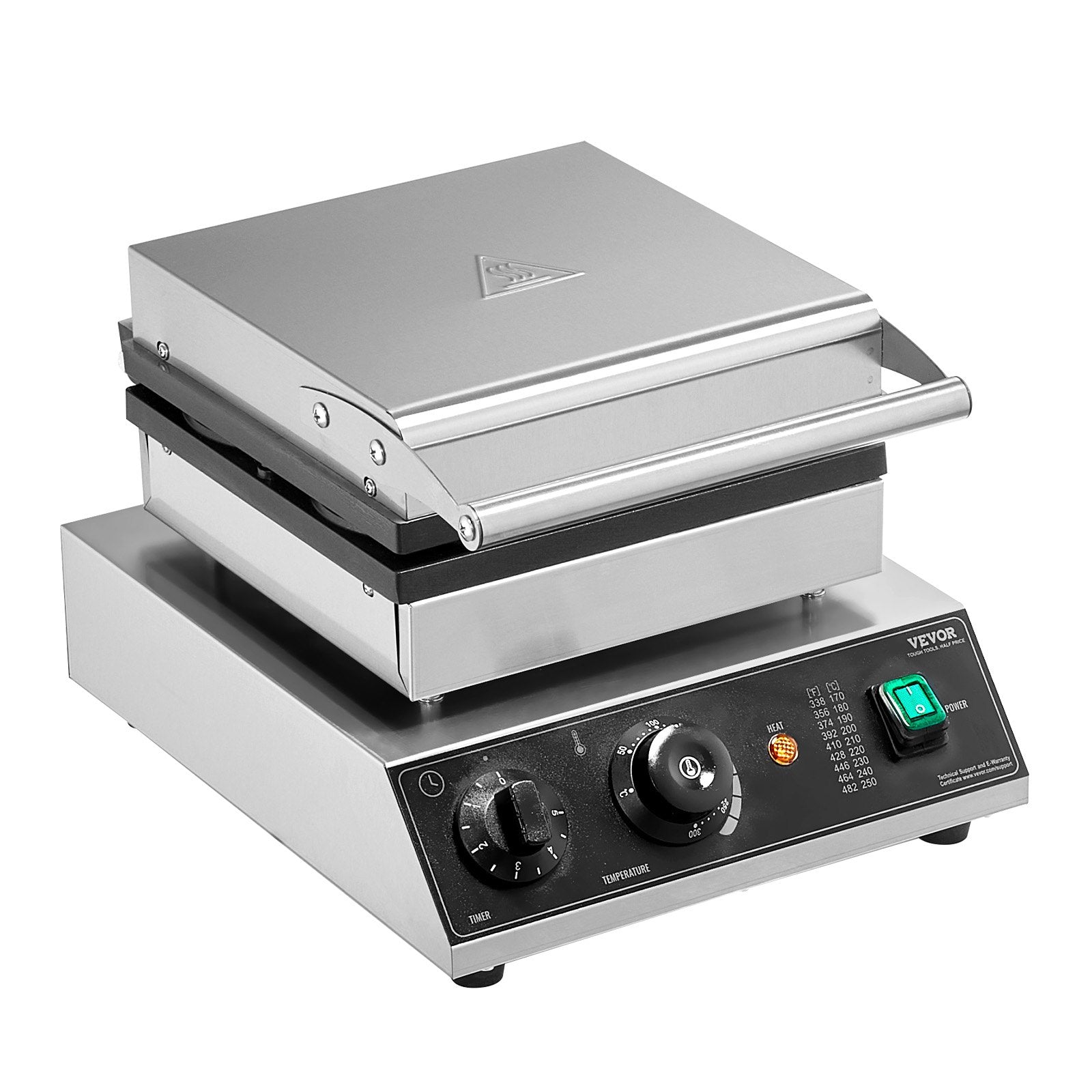 Commercial Waffle Maker, 4PCS Round Waffle Baker Machine,1750W Non-Stick Stainless Steel Belgian Waffle Iron with Temperature and Time Control, for Restaurant Bakery Snack Bar Family
