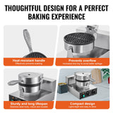 Speciality Appliances: VEVOR Commercial Waffle Maker, 1230W Round Waffle Baker Machine, Non-Stick Stainless Steel Belgian Waffle Iron with Temperature and Time Control, Handle, for Restaurant Bakery Snack Bar Family