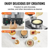 Speciality Appliances: VEVOR Commercial Waffle Maker, 1230W Round Waffle Baker Machine, Non-Stick Stainless Steel Belgian Waffle Iron with Temperature and Time Control, Handle, for Restaurant Bakery Snack Bar Family
