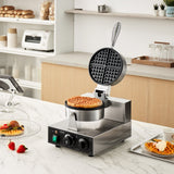 Speciality Appliances: VEVOR Commercial Waffle Maker, 1230W Round Waffle Baker Machine, Non-Stick Stainless Steel Belgian Waffle Iron with Temperature and Time Control, Handle, for Restaurant Bakery Snack Bar Family