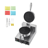 Speciality Appliances: VEVOR Commercial Waffle Maker, 1230W Round Waffle Baker Machine, Non-Stick Stainless Steel Belgian Waffle Iron with Temperature and Time Control, Handle, for Restaurant Bakery Snack Bar Family