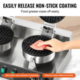 Speciality Appliances: VEVOR Commercial Waffle Maker, Dual-Head Round Waffle Baker Machine, 2460W Non-Stick Stainless Steel Belgian Waffle Iron with Temp and Time Control, Handle, for Restaurant Bakery Snack Bar Family