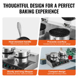 Speciality Appliances: VEVOR Commercial Waffle Maker, Dual-Head Round Waffle Baker Machine, 2460W Non-Stick Stainless Steel Belgian Waffle Iron with Temp and Time Control, Handle, for Restaurant Bakery Snack Bar Family