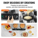 Speciality Appliances: VEVOR Commercial Waffle Maker, Dual-Head Round Waffle Baker Machine, 2460W Non-Stick Stainless Steel Belgian Waffle Iron with Temp and Time Control, Handle, for Restaurant Bakery Snack Bar Family