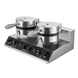 Speciality Appliances: VEVOR Commercial Waffle Maker, Dual-Head Round Waffle Baker Machine, 2460W Non-Stick Stainless Steel Belgian Waffle Iron with Temp and Time Control, Handle, for Restaurant Bakery Snack Bar Family