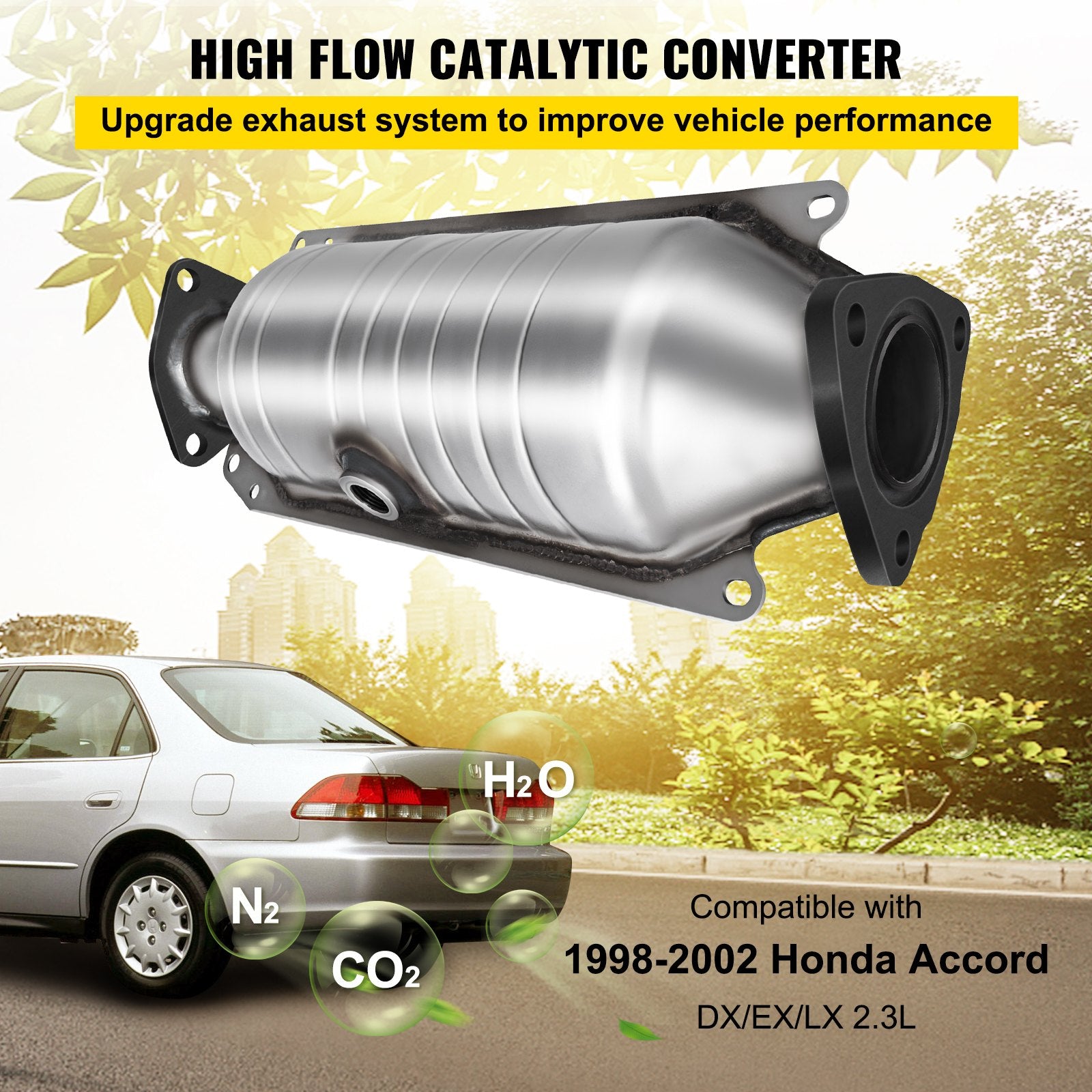 Fuel & Exhaust: VEVOR Catalytic Converter Compatible with 1998-2002 Honda Accord 2.3L, Direct-Fit High Flow Series Cat Converter, Stainless Steel Exhaust Converter Pipe with Flange Design & Gasket (OBD III Compliant)