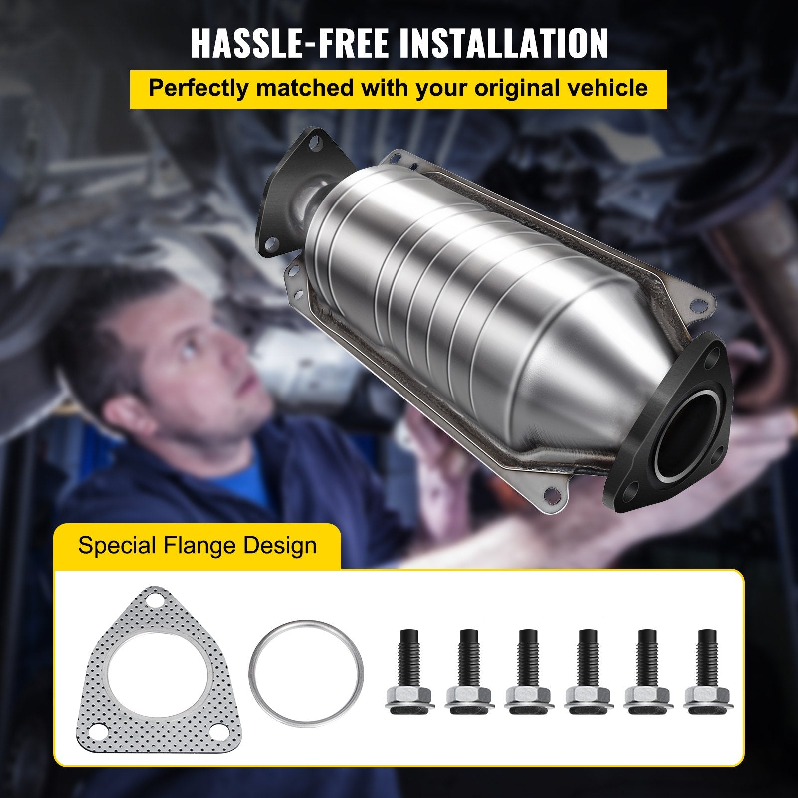 Fuel & Exhaust: VEVOR Catalytic Converter Compatible with 1998-2002 Honda Accord 2.3L, Direct-Fit High Flow Series Cat Converter, Stainless Steel Exhaust Converter Pipe with Flange Design & Gasket (OBD III Compliant)