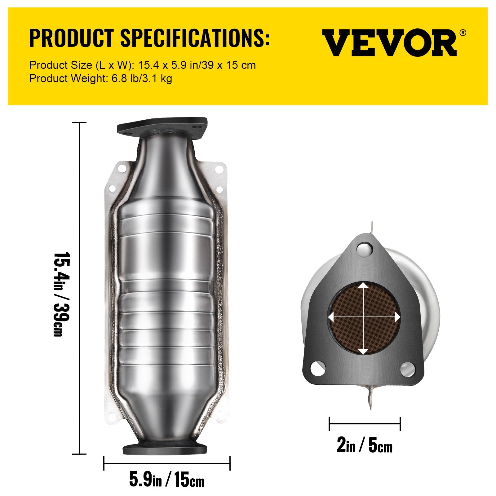 Fuel & Exhaust: VEVOR Catalytic Converter Compatible with 1998-2002 Honda Accord 2.3L, Direct-Fit High Flow Series Cat Converter, Stainless Steel Exhaust Converter Pipe with Flange Design & Gasket (OBD III Compliant)