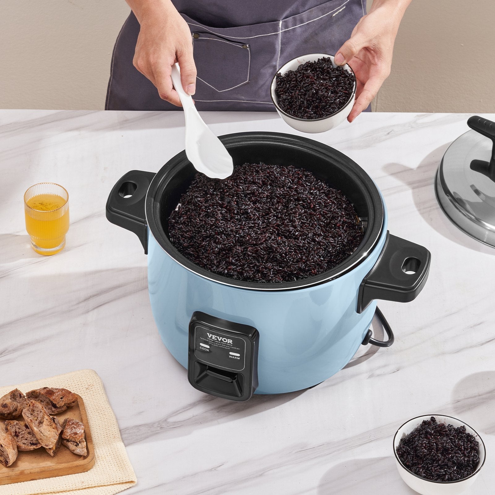 Commercial Rice Cooker, 60-Cup Rice Cooker, 13 Liter Large Rice Cooker and Warmer with Nonstick Inner Pot, Fast Cooking and 24-Hour Keep Warm, with Rice Cup and Paddle, for Restaurant