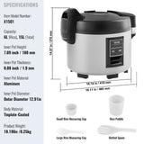 Rice Cookers & Steamers: VEVOR Commercial Rice Cooker, 70-Cup Rice Cooker, 15 Liter Large Rice Cooker and Warmer with Nonstick Inner Pot, Fast Cooking and 12-Hour Keep Warm, with Rice Cup and Paddle, for Restaurant