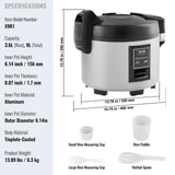 Rice Cookers & Steamers: VEVOR Commercial Rice Cooker, 45-Cup Rice Cooker, 9 Liter Large Rice Cooker and Warmer with Nonstick Inner Pot, Fast Cooking and 12-Hour Keep Warm, with Rice Cup and Paddle, for Restaurant