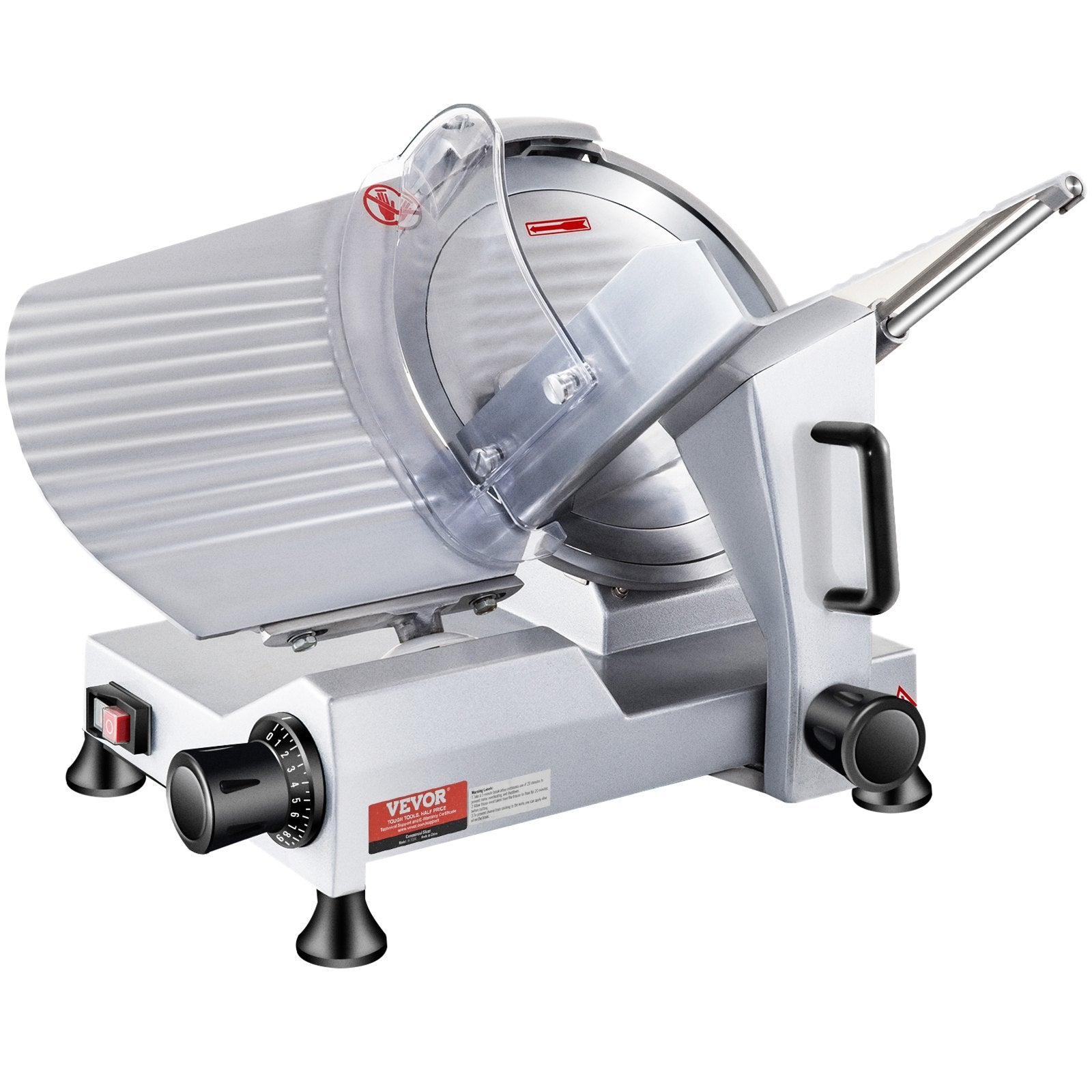 Commercial Meat Slicer, 240W Electric Deli Food Slicer, 10 inch Carbon Steel Blade Electric Food Slicer, 350-400RPM Meat Slicer, 0 - 0.47 inch Adjustable Thickness for Commercial and Home Use