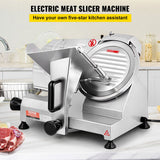 Speciality Appliances: VEVOR Commercial Meat Slicer, 200W Electric Deli Food Slicer, 350-400RPM Meat Slicer with 8" Carbon Steel Blade, 0 - 0.47 inch Adjustable Thickness Electric Meat Slicer for Home and Commercial Use