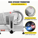 Speciality Appliances: VEVOR Commercial Meat Slicer, 200W Electric Deli Food Slicer, 350-400RPM Meat Slicer with 8" Carbon Steel Blade, 0 - 0.47 inch Adjustable Thickness Electric Meat Slicer for Home and Commercial Use