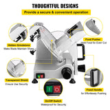 Speciality Appliances: VEVOR Commercial Meat Slicer, 200W Electric Deli Food Slicer, 350-400RPM Meat Slicer with 8" Carbon Steel Blade, 0 - 0.47 inch Adjustable Thickness Electric Meat Slicer for Home and Commercial Use