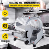Speciality Appliances: VEVOR Commercial Meat Slicer, 320W Electric Deli Food Slicer, 12 inch Carbon Steel Blade Electric Food Slicer, 350-400RPM Meat Slicer, 0-0.6 inch Adjustable Thickness for Meat, Cheese, Veggies, Ham