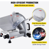 Speciality Appliances: VEVOR Commercial Meat Slicer, 320W Electric Deli Food Slicer, 12 inch Carbon Steel Blade Electric Food Slicer, 350-400RPM Meat Slicer, 0-0.6 inch Adjustable Thickness for Meat, Cheese, Veggies, Ham