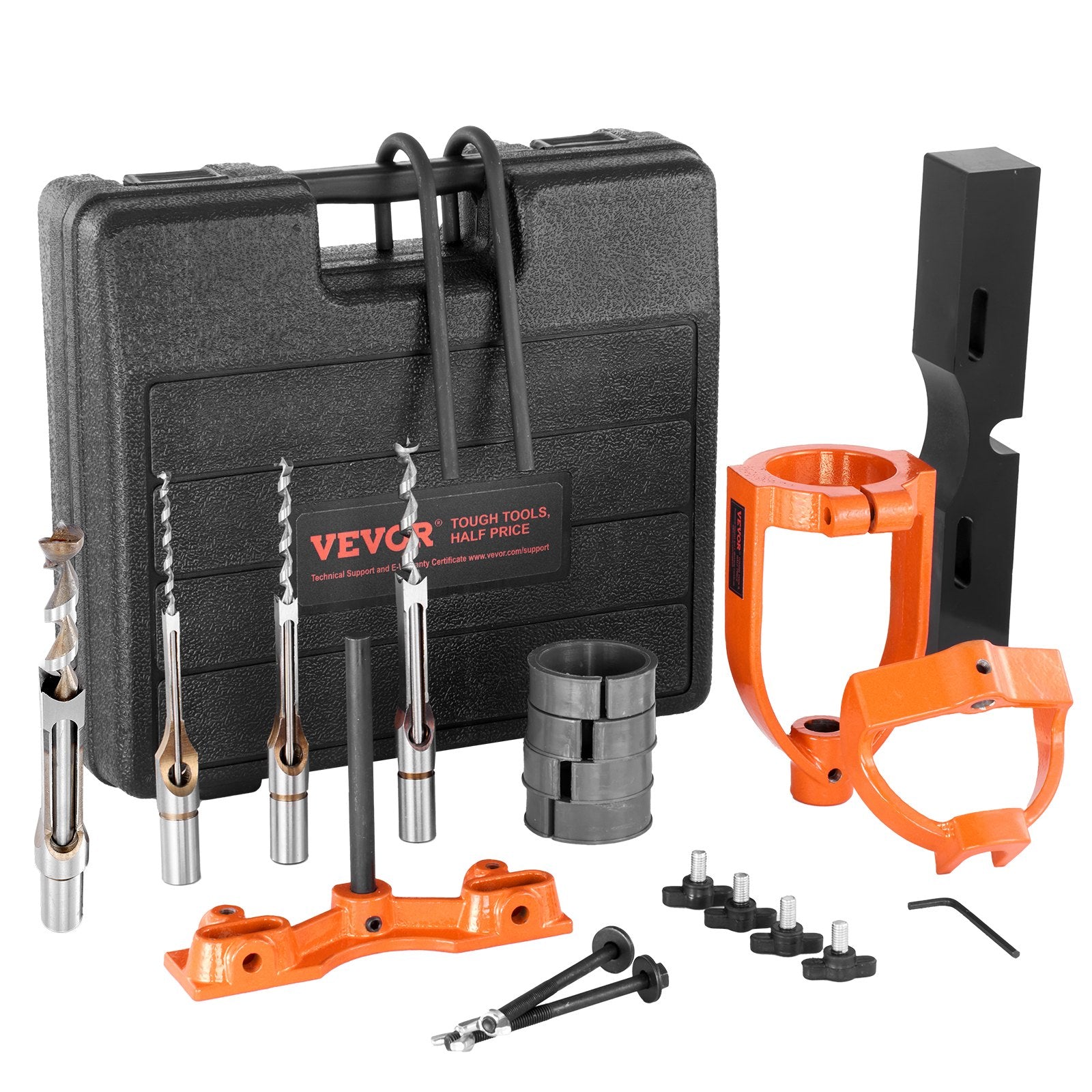 Drill & Screwdriver Accessories: VEVOR Mortising Attachment for Drill Press, 4 Model Drills Square Hole Chisel Set, Bench Drill Locator Set Mortise and Tenon Tools with 5 Bushings, for Woodworking Mortising Tenoning Drilling Machine