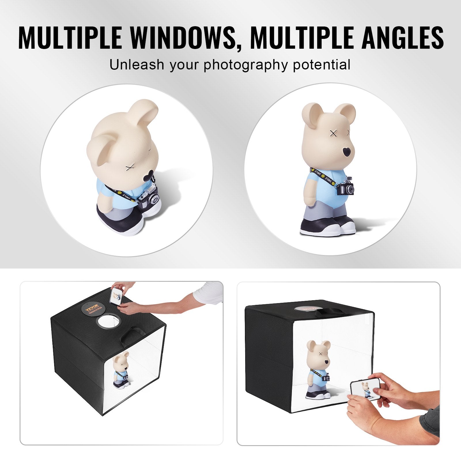 Picture Frames: VEVOR Photo Studio Light Box 3000-5600K 6 Double-Sided Color Backdrops, 31.5 x 31 x 31 cm