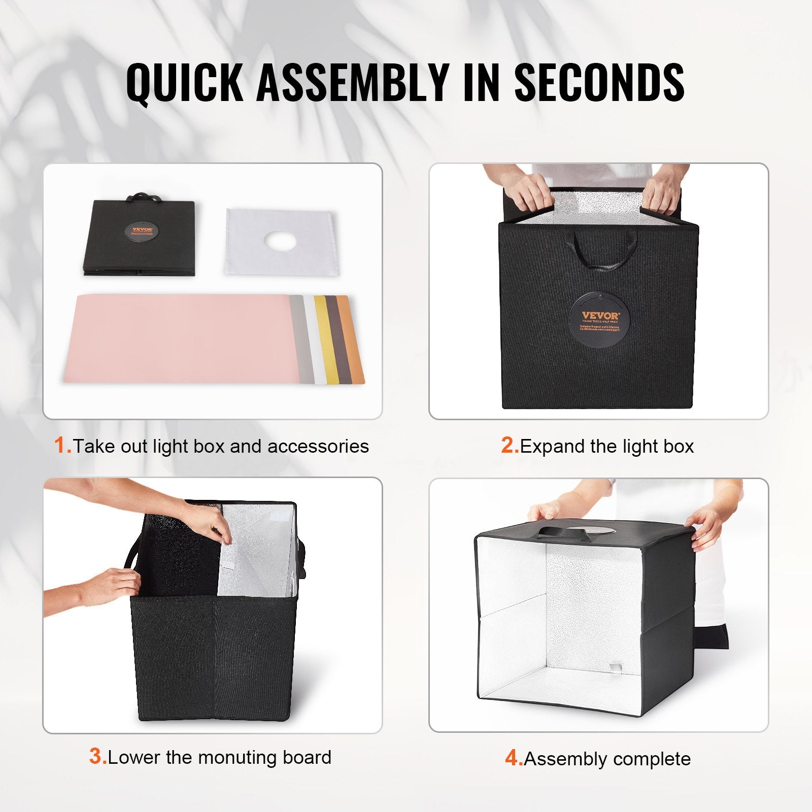 Picture Frames: VEVOR Photo Studio Light Box 3000-5600K 6 Double-Sided Color Backdrops, 31.5 x 31 x 31 cm