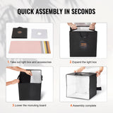 Picture Frames: VEVOR Photo Studio Light Box 3000-5600K 6 Double-Sided Color Backdrops, 31.5 x 31 x 31 cm
