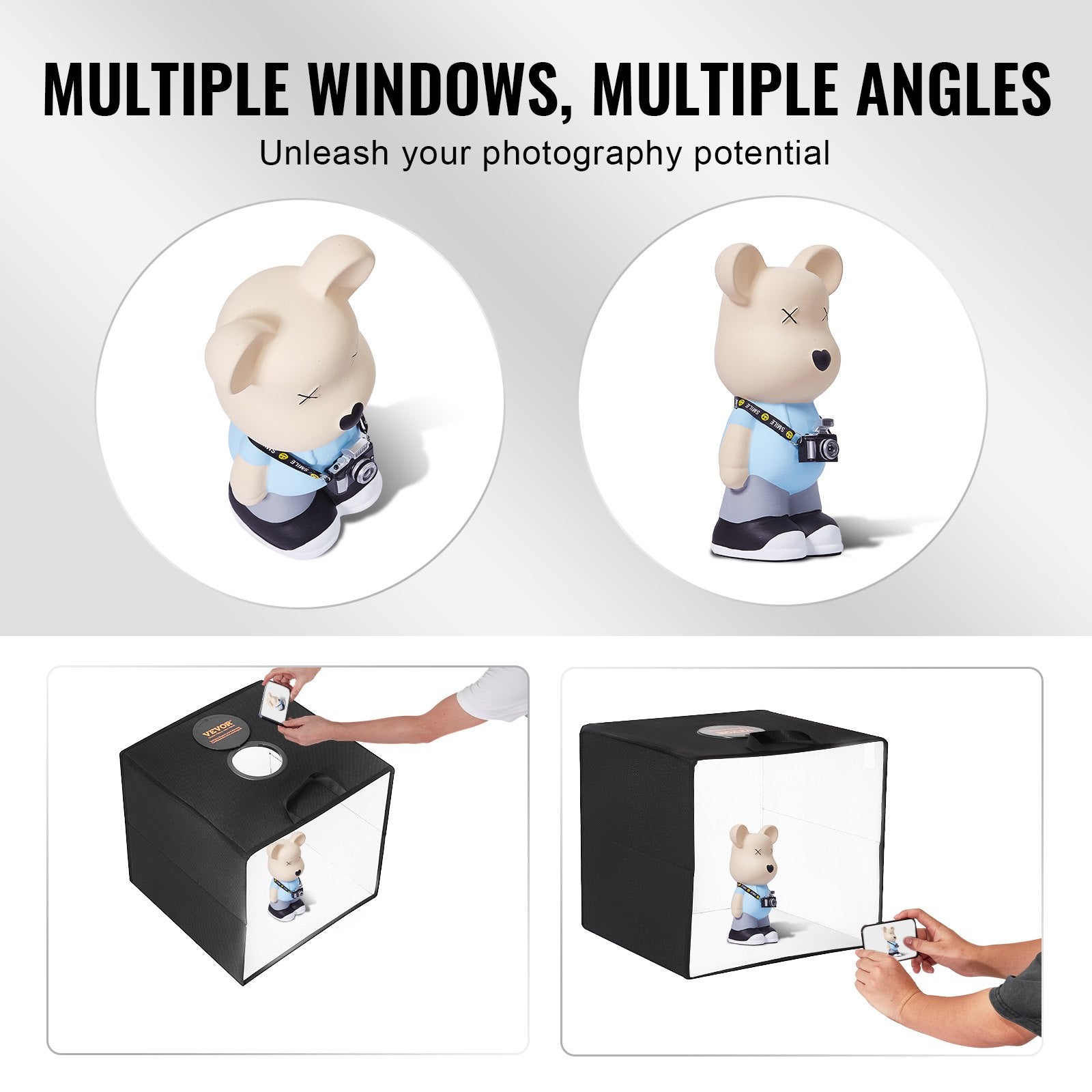 Picture Frames: VEVOR Photo Studio Light Box 3000-5600K 6 Double-Sided Color Backdrops, 41 x 40 x 39 cm