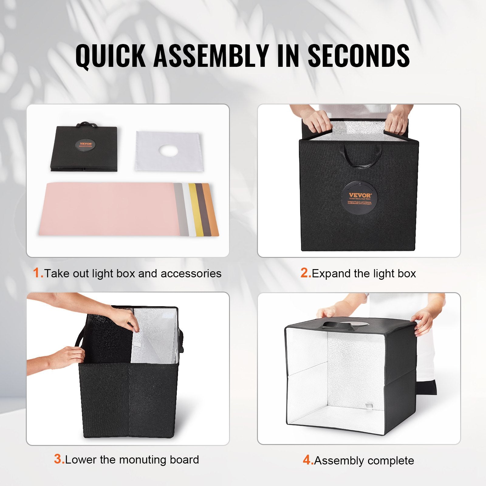 Picture Frames: VEVOR Photo Studio Light Box 3000-5600K 6 Double-Sided Color Backdrops, 41 x 40 x 39 cm