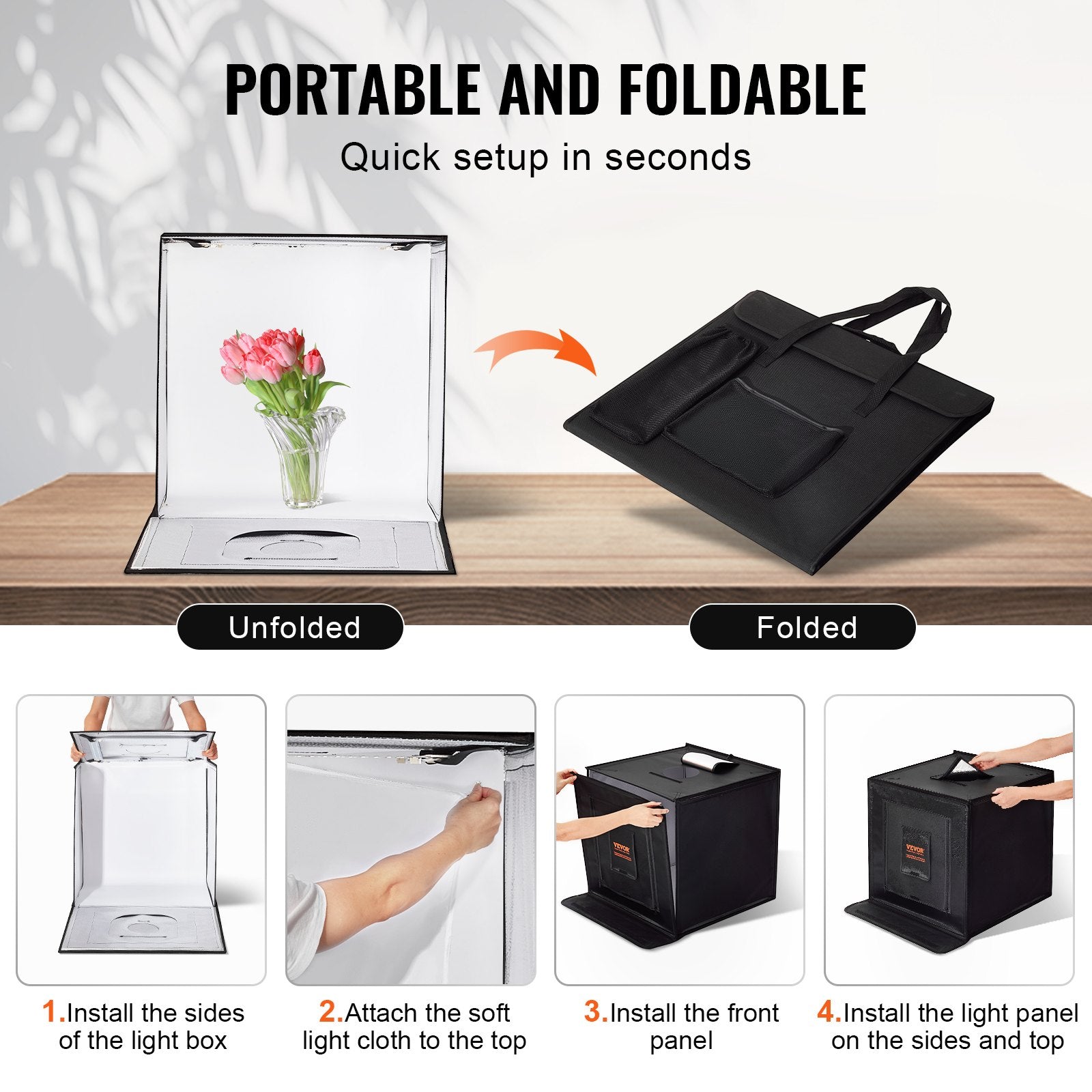 Automotive Repair & Speciality Tools: VEVOR Photo Studio Light Box 3000-5600K Adjustable 3 Color Temperatures, 50.5 x 48.5 x 49.5 cm