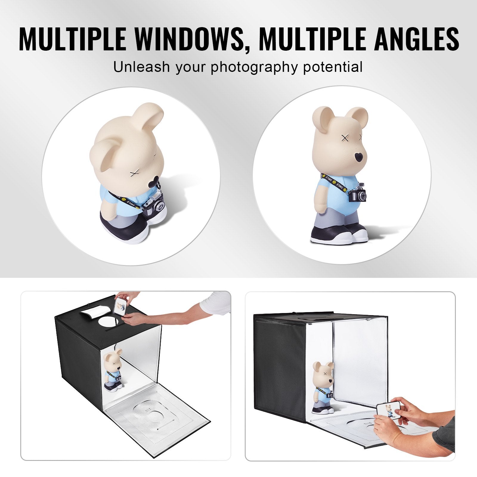 Automotive Repair & Speciality Tools: VEVOR Photo Studio Light Box 3000-5600K Adjustable 3 Color Temperatures, 60 x 59 x 60 cm