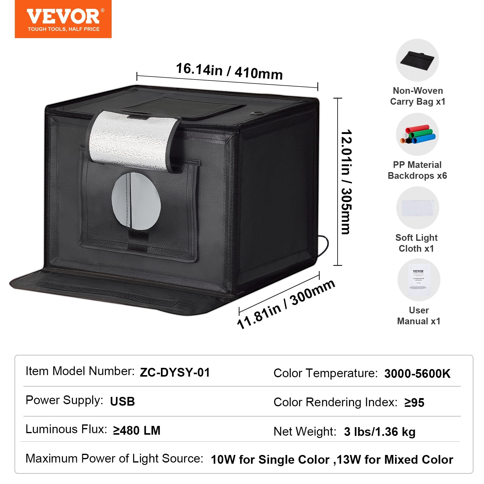 Picture Frames: VEVOR Photo Studio Light Box 3000-5600K Adjustable 3 Color Temperatures,41 x 30 x 30.5cm