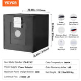 Automotive Repair & Speciality Tools: VEVOR Photo Studio Light Box 5600K with 210 LED Lights Power Adapter, 81.5 x 81.5 x 81.5 cm