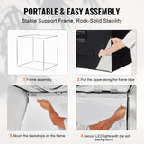 Automotive Repair & Speciality Tools: VEVOR Photo Studio Light Box 5600K with 210 LED Lights Power Adapter,100 x 100 x 100 cm