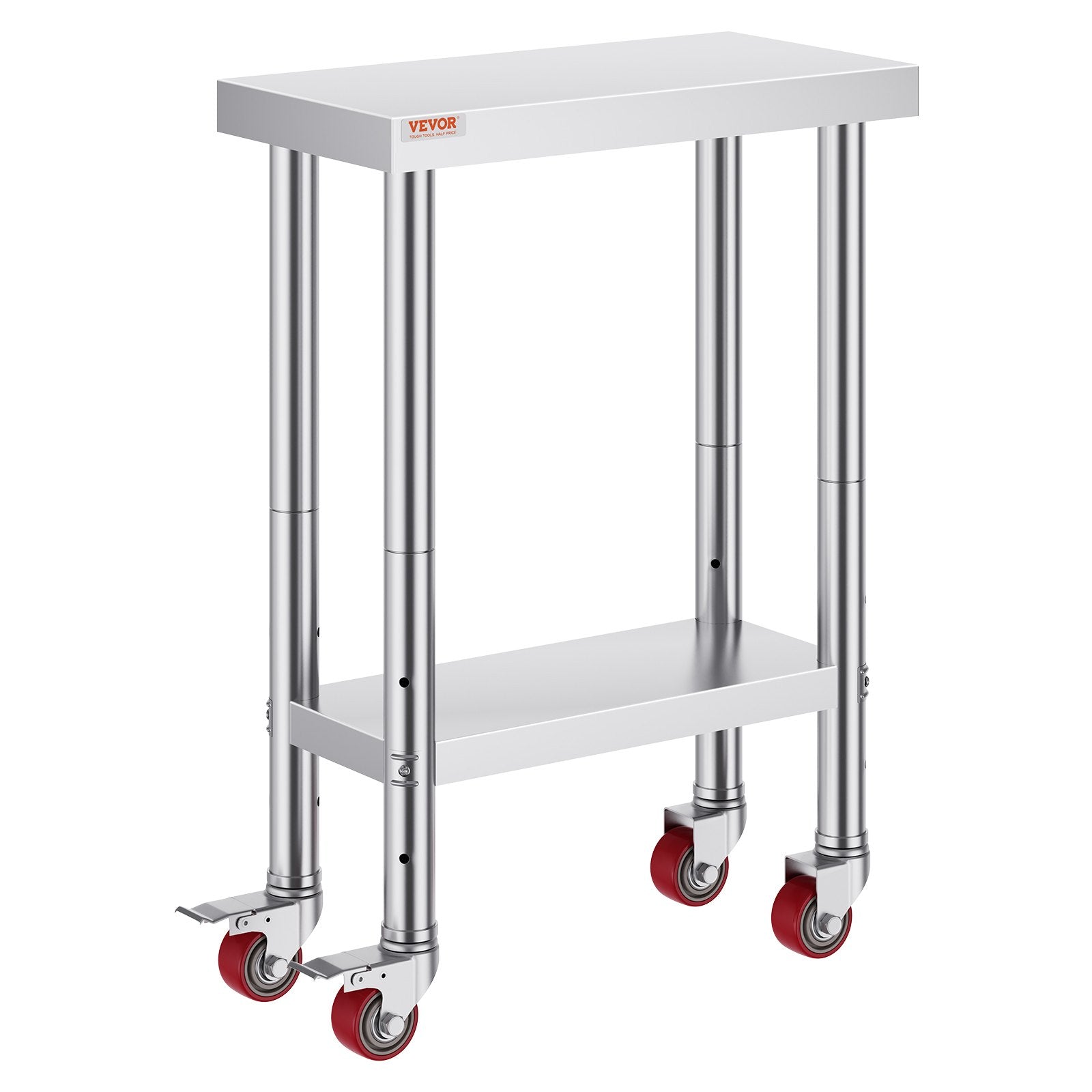 Kitchen & Dining Chairs: VEVOR Stainless Steel Work Table with Wheels 24 x 12 x 32 Inch Prep Table with 4 Casters Heavy Duty Work Table for Commercial Kitchen Restaurant Business