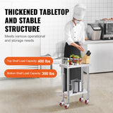 Kitchen & Dining Chairs: VEVOR Stainless Steel Work Table with Wheels 24 x 12 x 32 Inch Prep Table with 4 Casters Heavy Duty Work Table for Commercial Kitchen Restaurant Business