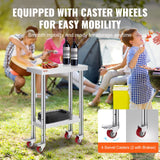 Kitchen & Dining Chairs: VEVOR Stainless Steel Work Table with Wheels 24 x 12 x 32 Inch Prep Table with 4 Casters Heavy Duty Work Table for Commercial Kitchen Restaurant Business