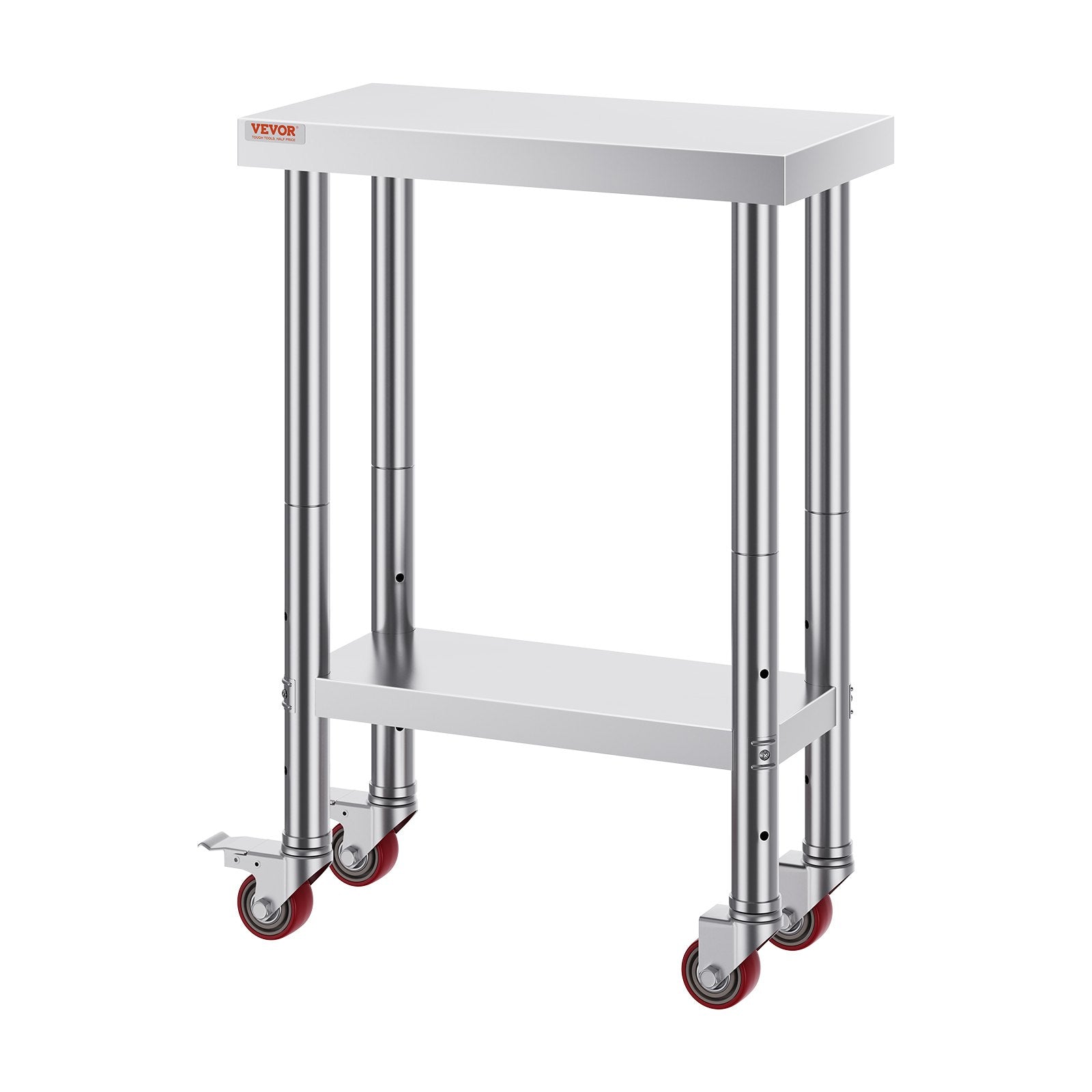 Kitchen & Dining Chairs: VEVOR Stainless Steel Work Table with Wheels 24 x 12 x 32 Inch Prep Table with 4 Casters Heavy Duty Work Table for Commercial Kitchen Restaurant Business