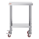 Kitchen & Dining Chairs: VEVOR Stainless Steel Work Table with Wheels 24 x 12 x 32 Inch Prep Table with 4 Casters Heavy Duty Work Table for Commercial Kitchen Restaurant Business