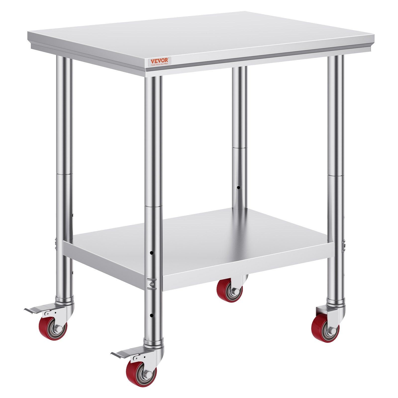 Dining Tables: VEVOR Stainless Steel Work Table with Wheels 24 x 30 Prep Table with casters Heavy Duty Work Table for Commercial Kitchen Restaurant Business (24 x 30 x 33.8 Inch)