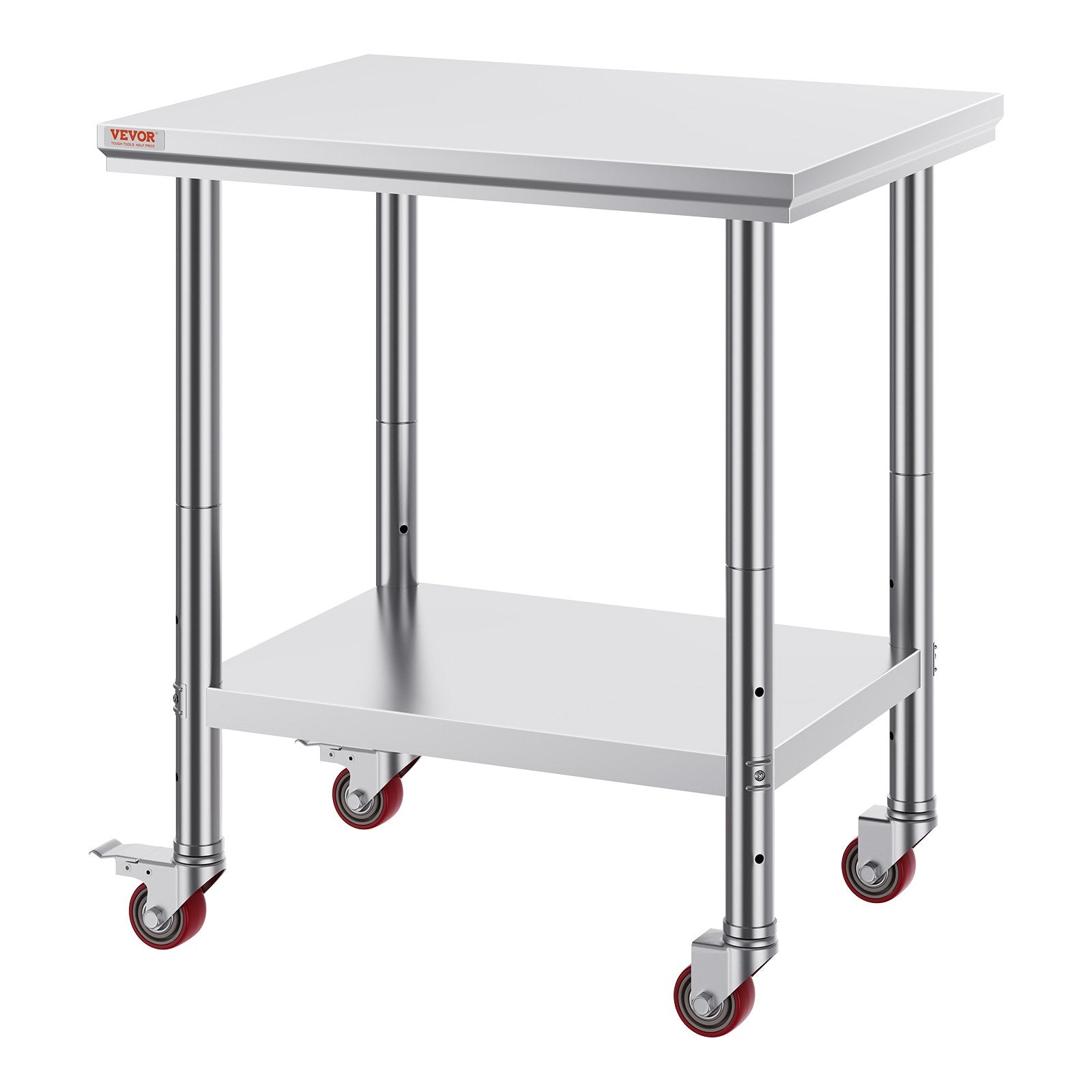 Dining Tables: VEVOR Stainless Steel Work Table with Wheels 24 x 30 Prep Table with casters Heavy Duty Work Table for Commercial Kitchen Restaurant Business (24 x 30 x 33.8 Inch)
