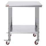 Dining Tables: VEVOR Stainless Steel Work Table with Wheels 24 x 30 Prep Table with casters Heavy Duty Work Table for Commercial Kitchen Restaurant Business (24 x 30 x 33.8 Inch)