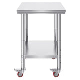 Dining Tables: VEVOR Stainless Steel Work Table with Wheels 24 x 30 Prep Table with casters Heavy Duty Work Table for Commercial Kitchen Restaurant Business (24 x 30 x 33.8 Inch)