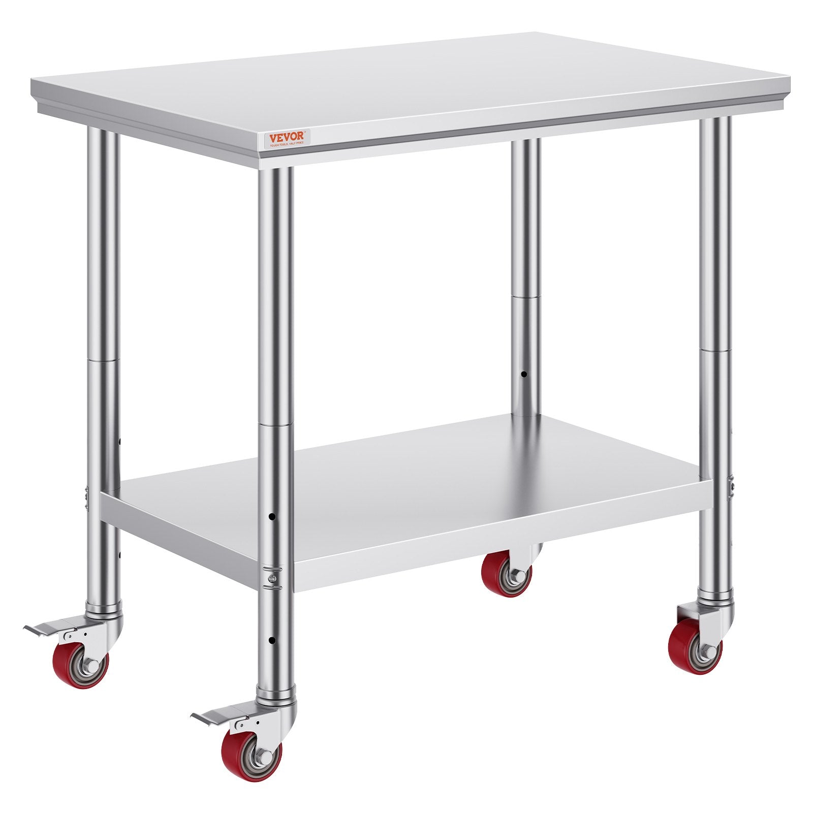 Dining Tables: VEVOR Stainless Steel Work Table 36x24 Inch with 4 Wheels Commercial Food Prep Worktable with Casters Heavy Duty Work Table for Commercial Kitchen Restaurant