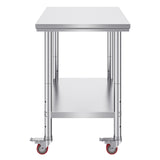 Dining Tables: VEVOR Stainless Steel Work Table 36x24 Inch with 4 Wheels Commercial Food Prep Worktable with Casters Heavy Duty Work Table for Commercial Kitchen Restaurant