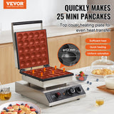 Food Warmers & Chafing Dishes: VEVOR Mini Dutch Pancake Maker, 25PCS 43mm Diameter Dorayaki Baker Machine, 1700W Commercial Electric Poffertjes Grill, Non-stick Stainless Steel, Temp & Time Control, for Home Kitchen Restaurant