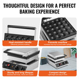 Food Warmers & Chafing Dishes: VEVOR Mini Dutch Pancake Maker, 25PCS 43mm Diameter Dorayaki Baker Machine, 1700W Commercial Electric Poffertjes Grill, Non-stick Stainless Steel, Temp & Time Control, for Home Kitchen Restaurant